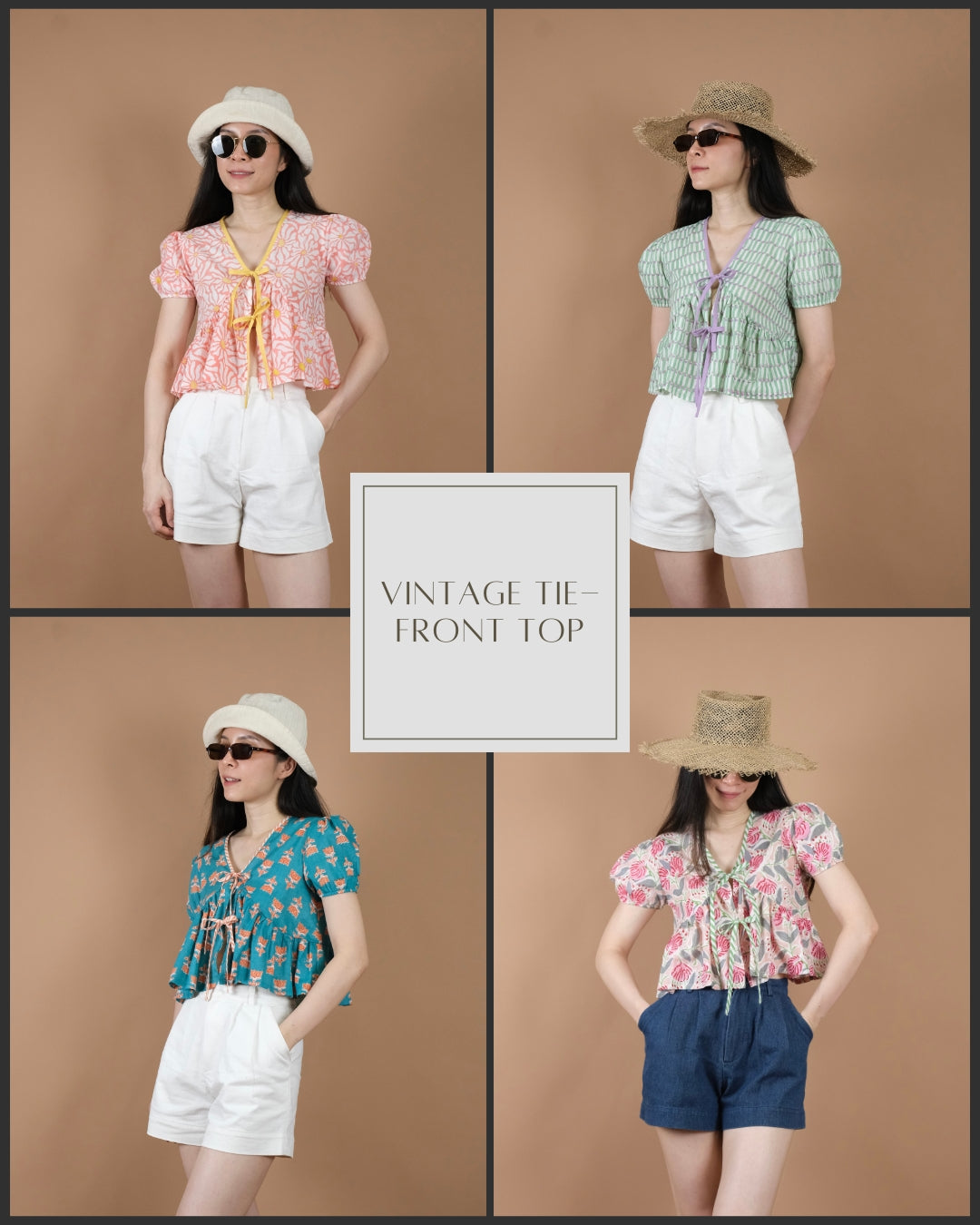 Vintage Blossom Tie-Front Top