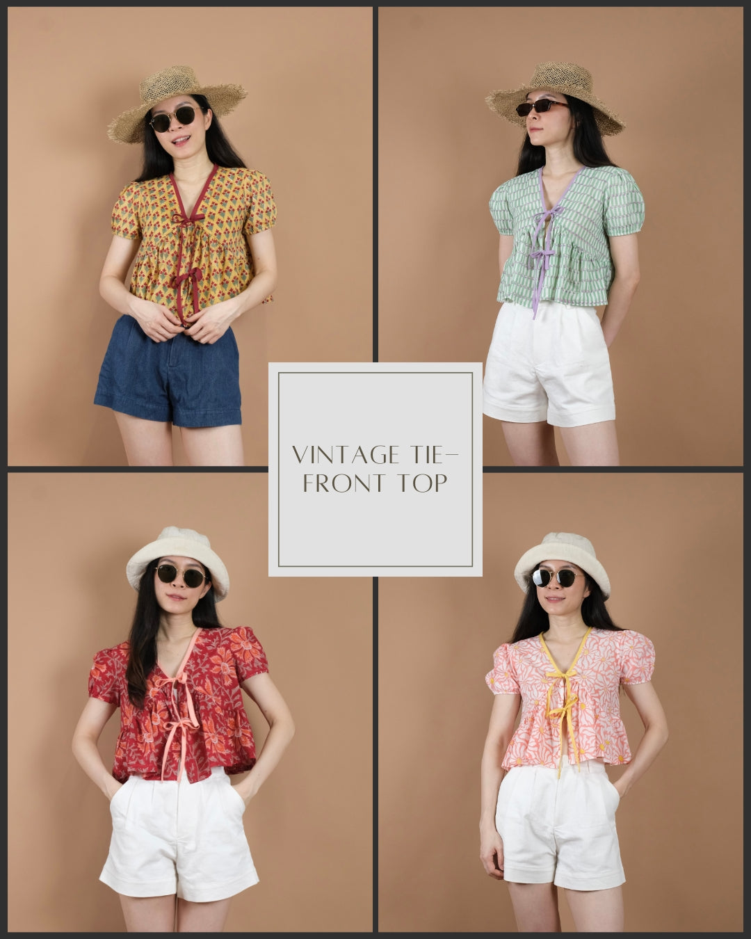 Vintage Blossom Tie-Front Top